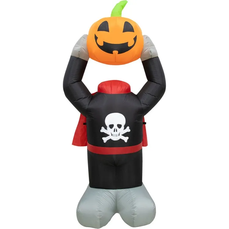 6' Inflatable Headless Pumpkin Head with Arm Motion and Lights