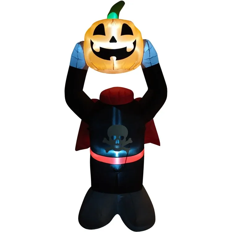 6' Inflatable Headless Pumpkin Head with Arm Motion and Lights