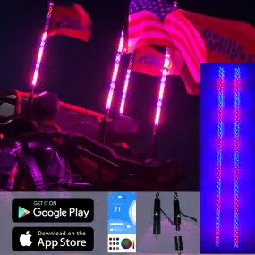 6' LED Whip Twisted Silver Max Pair