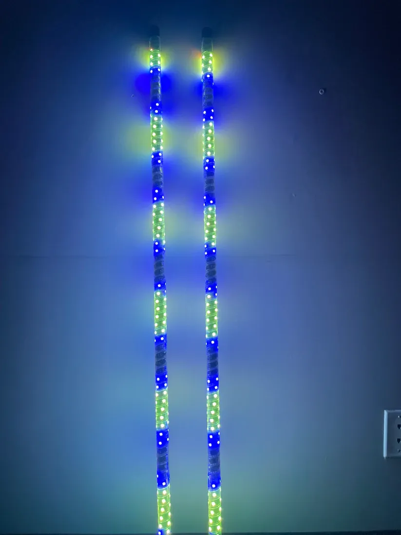 6' LED Whip Twisted Silver Max Pair