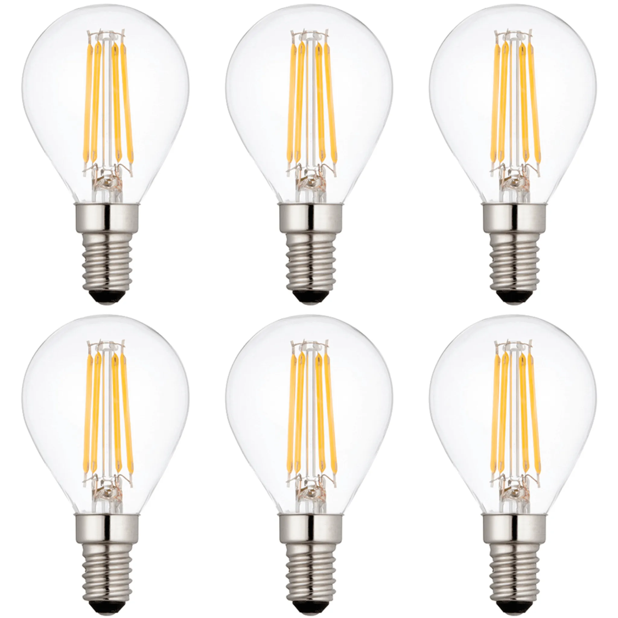 6 x E14 LED Filament Bulbs Dimmable 4W (40W Equivalent)