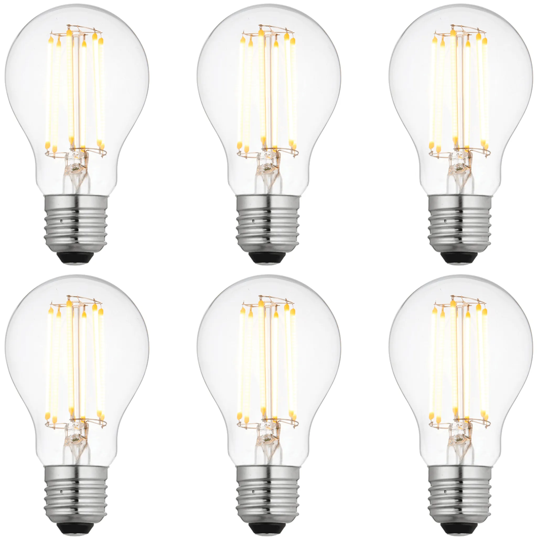 6 x E27 LED Dimmable Filament 6W Bulbs (40W Equivalent)