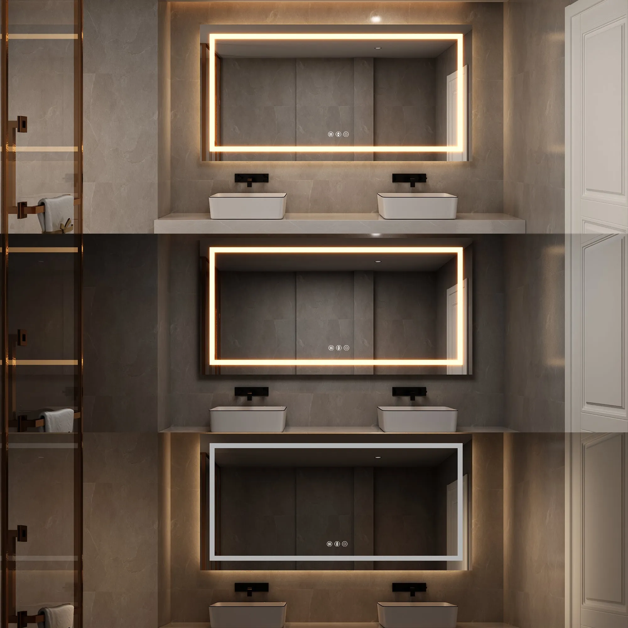 60 in. W x 28 in. H LED Large Rectangular Frameless Anti-Fog Bathroom Mirror Front & Backlit