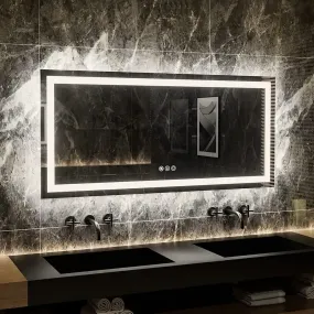 60 in. W x 28 in. H LED Large Rectangular Frameless Anti-Fog Bathroom Mirror Front & Backlit