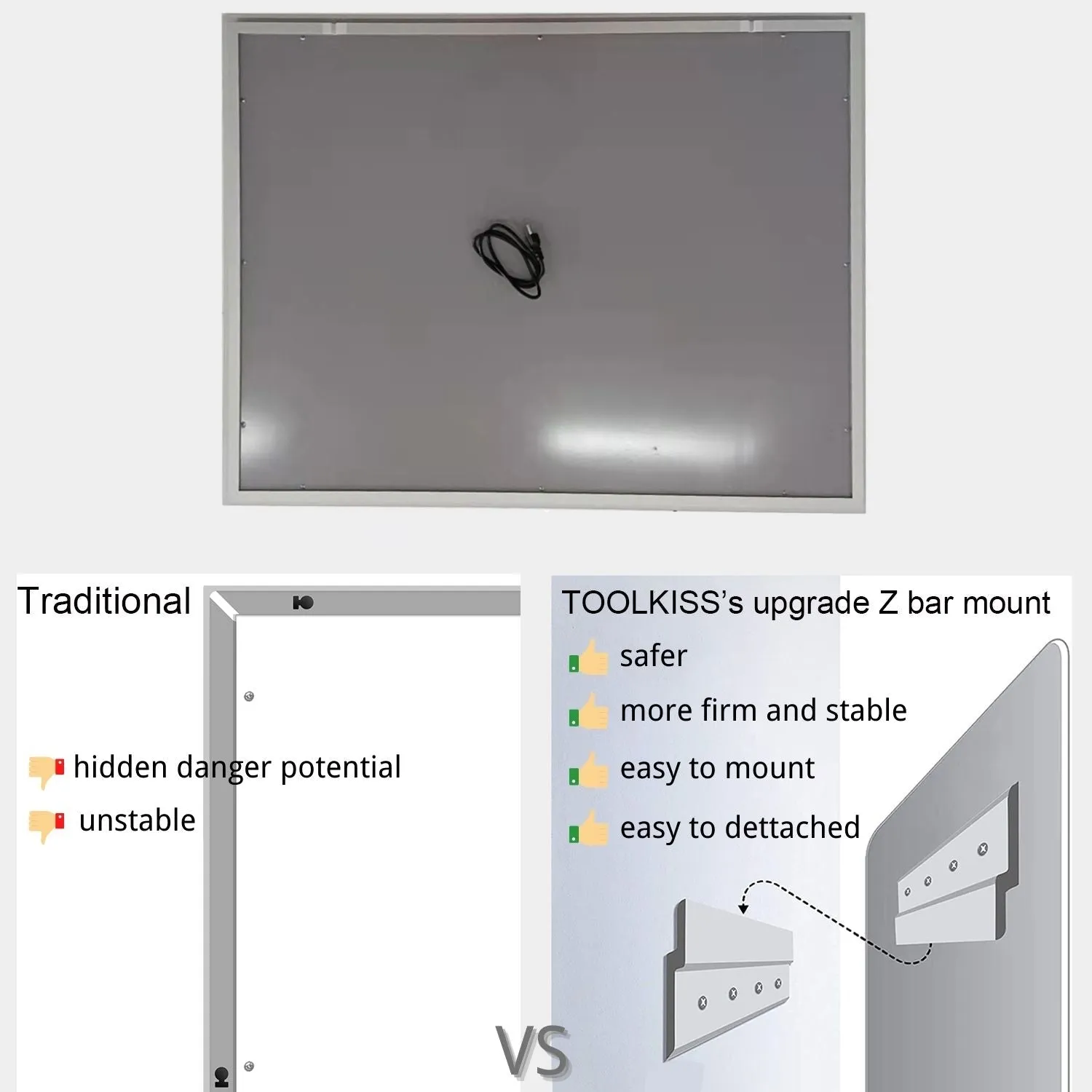 60 in. W x 28 in. H LED Large Rectangular Frameless Anti-Fog Bathroom Mirror Front & Backlit