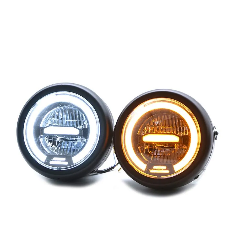 6.5Inches Metal LED Retro Motorcycle Headlight Universal Cafe