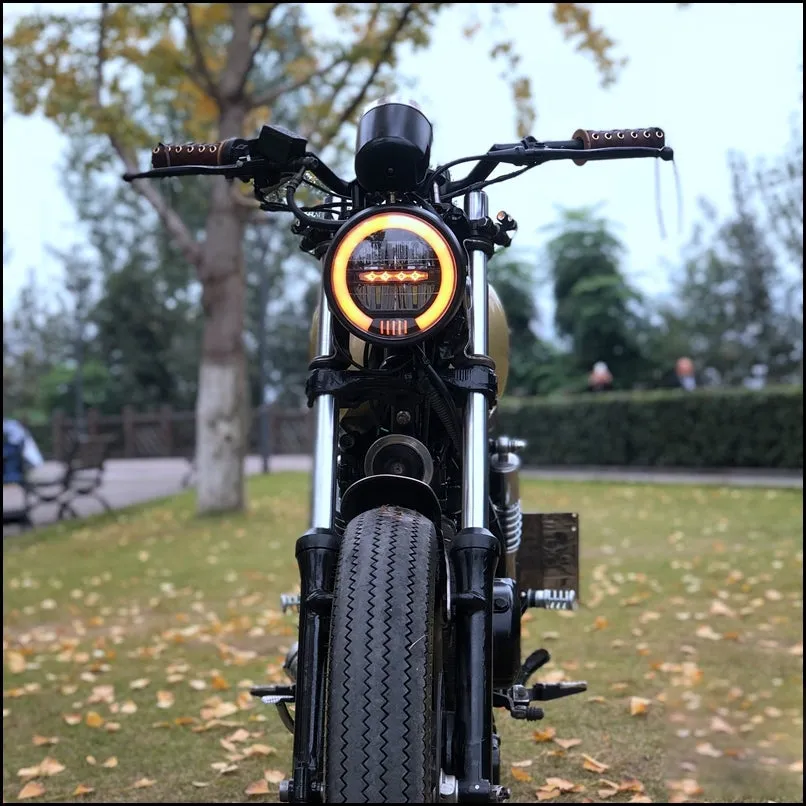 6.5Inches Metal LED Retro Motorcycle Headlight Universal Cafe
