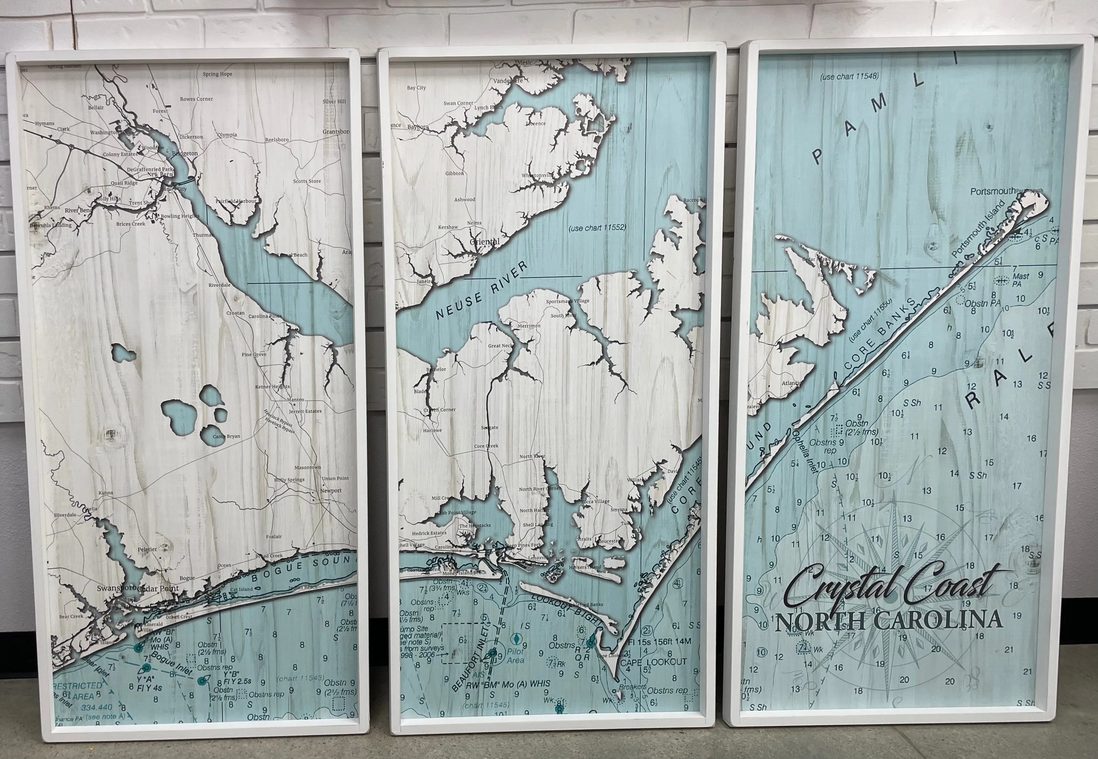 69x47 3 Panel Crystal Coast Noaa Blue Chart