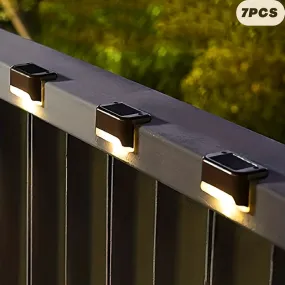 7-Pack Waterproof Solar Deck Lights, Warm White LED for Outdoor Stairs, Fence, Garden, Patio, Balcony, and Pathway Decor