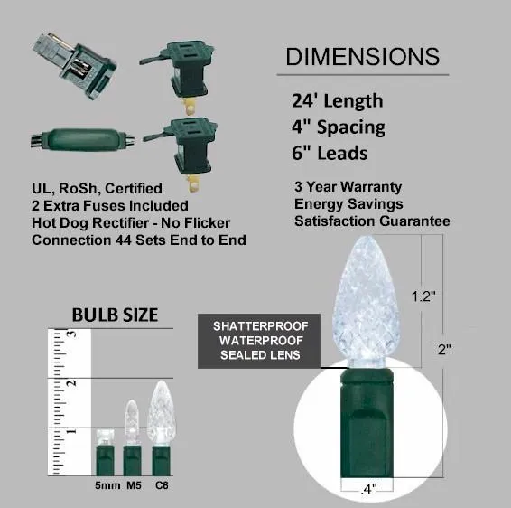 70 Green C6 Strawberry - Premium - LED Christmas Lights