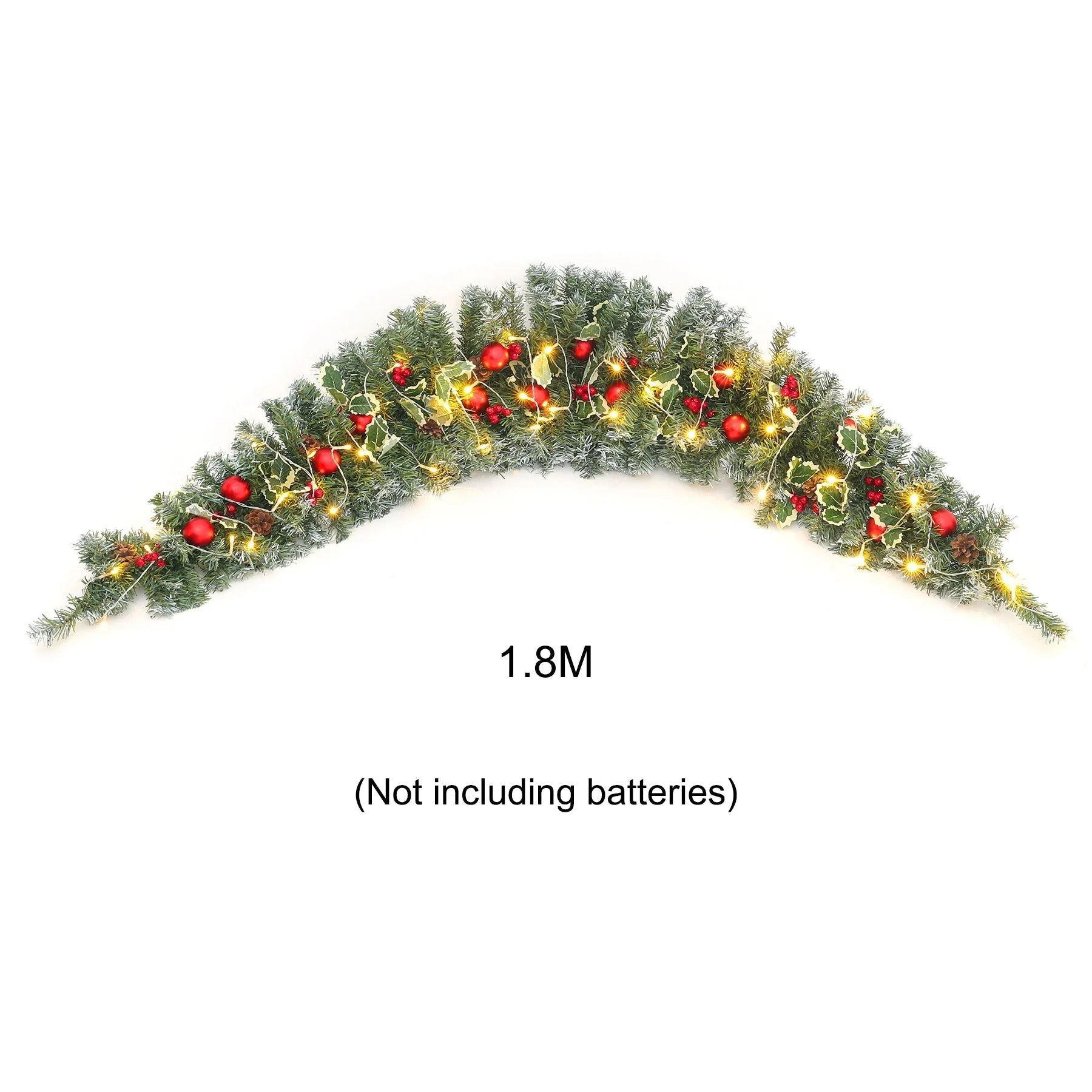 70inch Croissant Shape Christmas Garland Hanging with 50 LED Lights