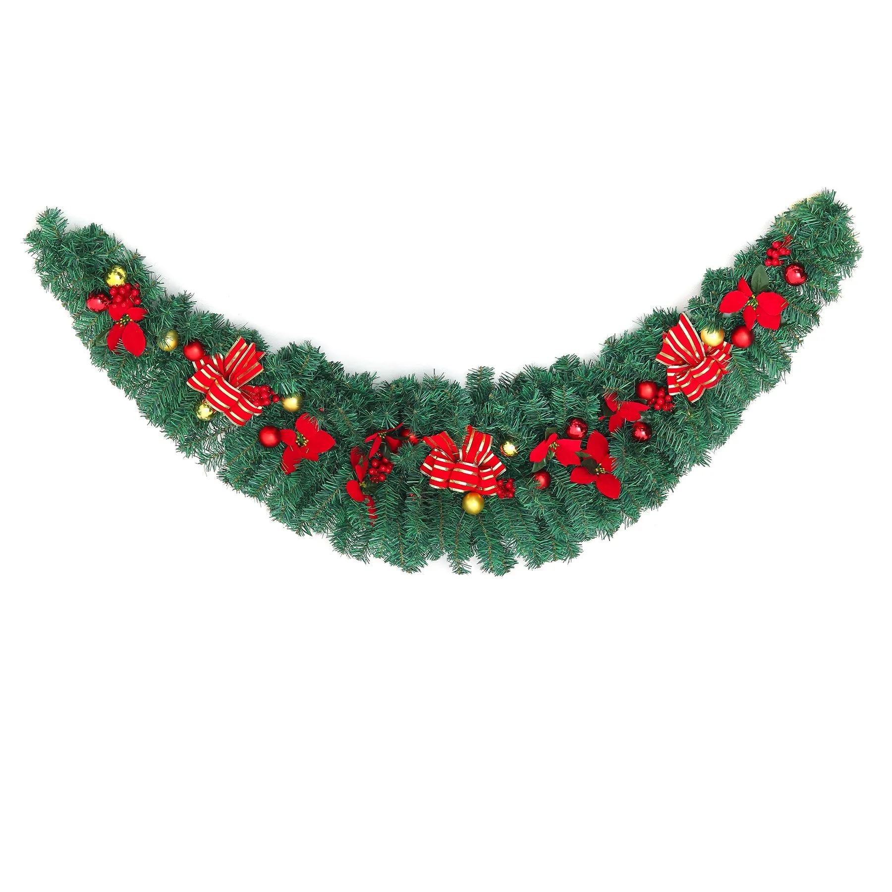 70inch Croissant Shape Christmas Garland Hanging with 50 LED Lights
