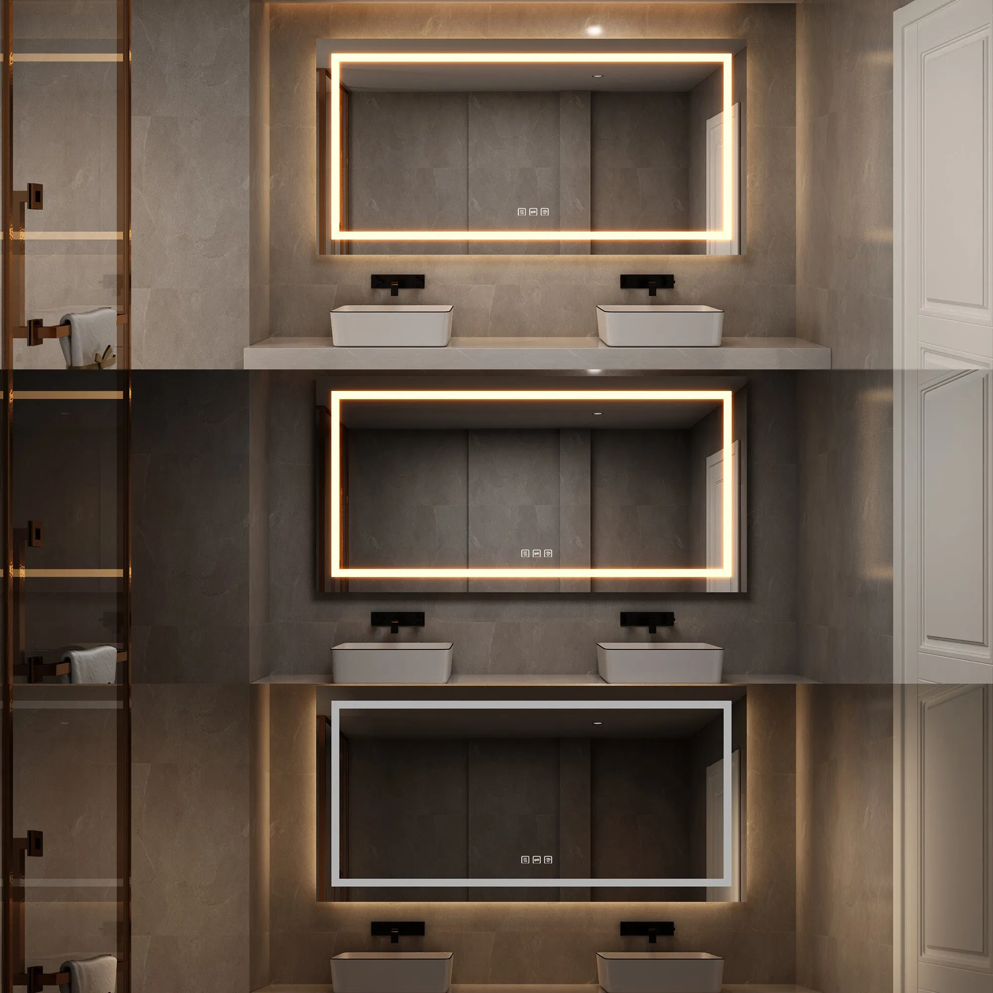 72 in. W x 36 in. H LED Large Rectangular Frameless Anti-Fog Bathroom Mirror Front & Backlit