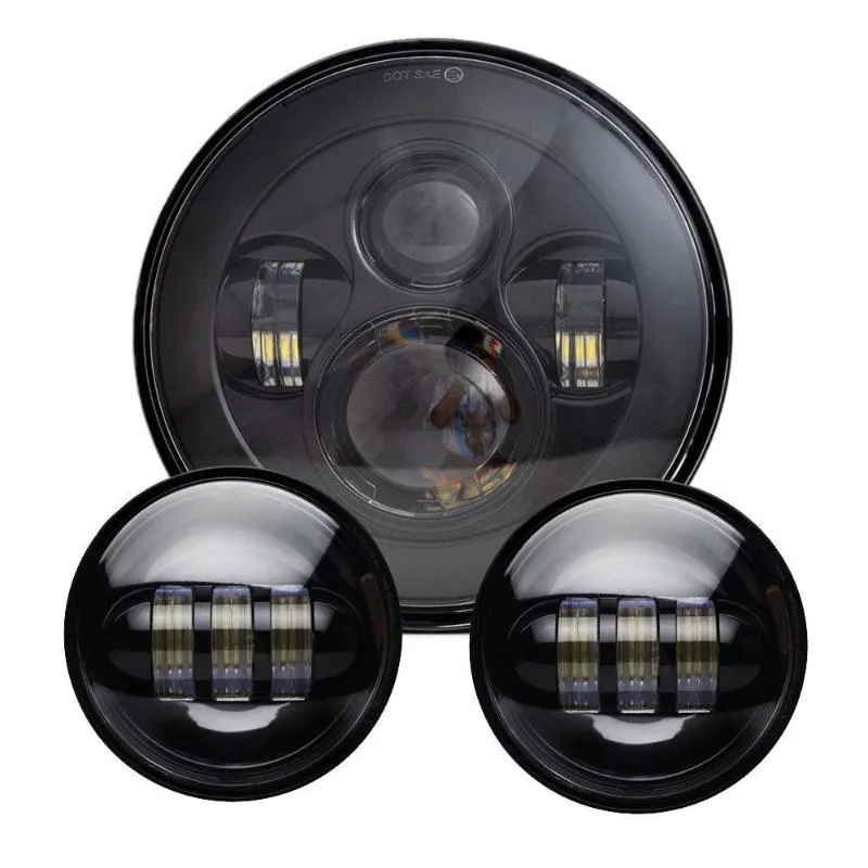 7" LED Projector Headlight   4.5" Fog Lights Combo for Harley Davidson