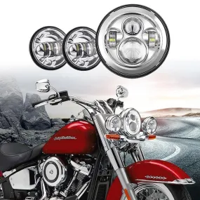 7" LED Projector Headlight   4.5" Fog Lights Combo for Harley Davidson