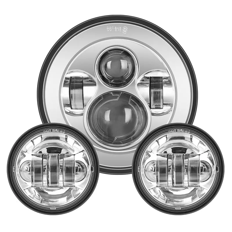 7" LED Projector Headlight   4.5" Fog Lights Combo for Harley Davidson