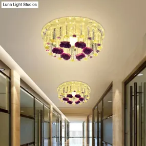 7"/9.5" Minimalist Round Flush Mount Crystal LED Ceiling Light in Chrome, Warm/White/Multi Color