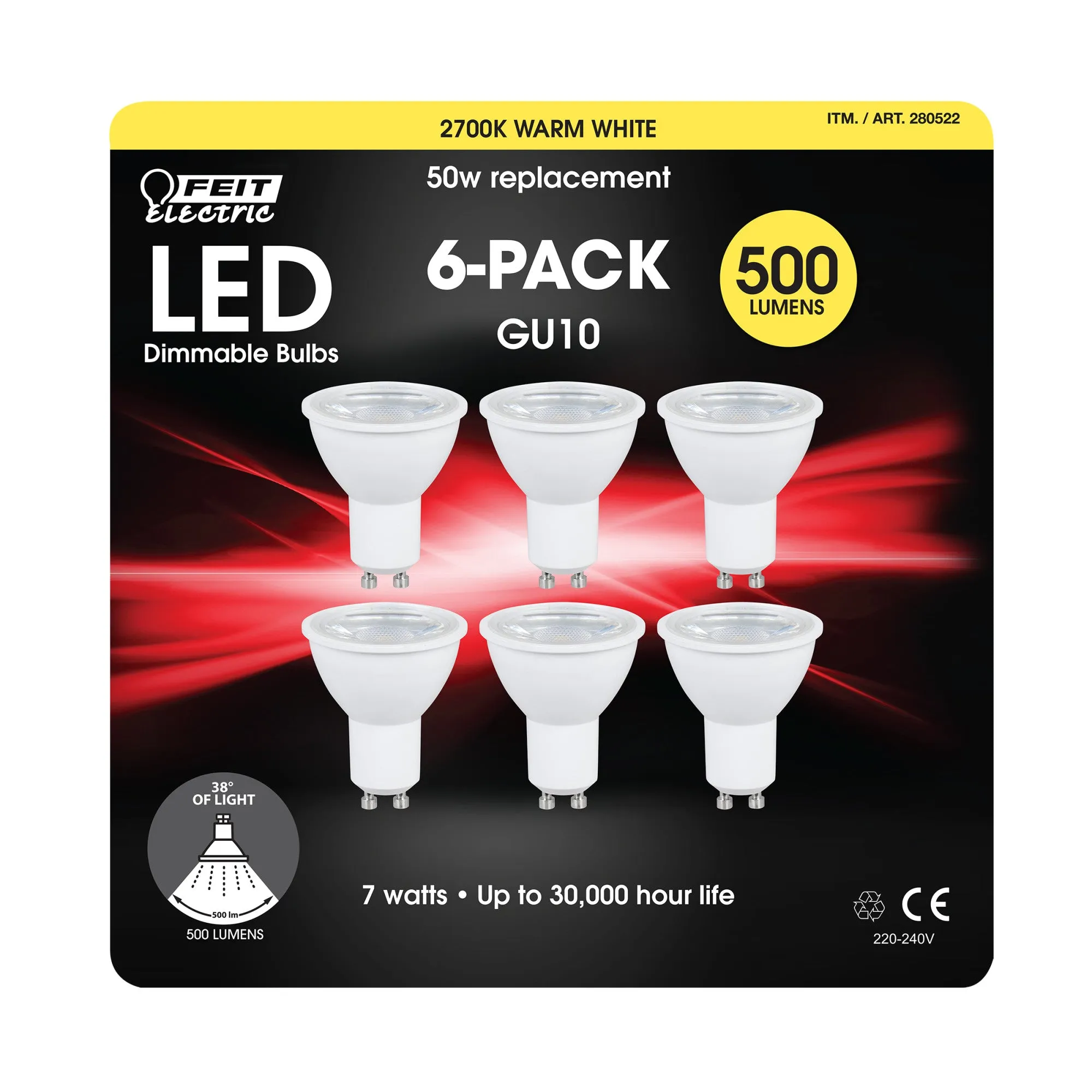 7W (50W Replacement) Warm White (2700K) MR16 GU10 Dimmable LED Enhance Mini Reflector Light Bulb