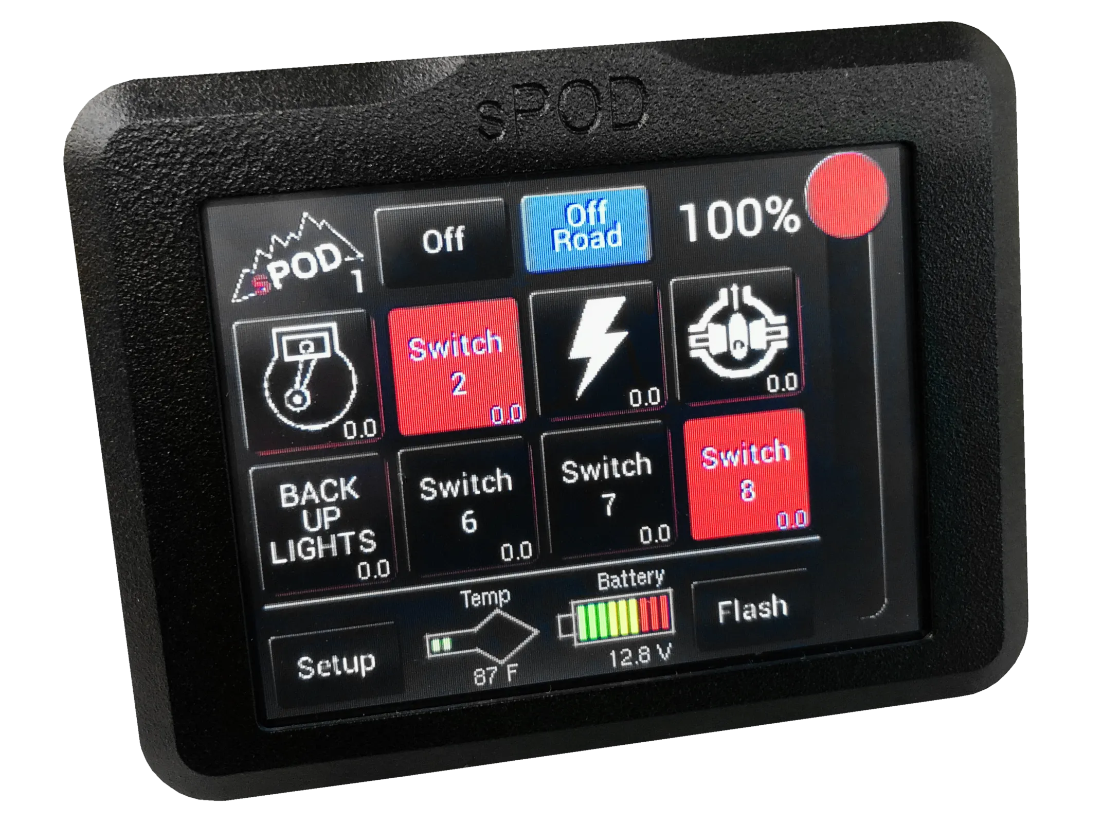 sPOD 8-Circuit SE Touchscreen System with 90° Source Mounting Bracket for 2004 and Older Toyota Trucks and Gen I Tacomas