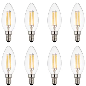 8 X E14 LED Dimmable Candle Filament Bulbs 4W (25W Equivalent)