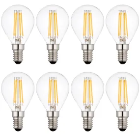 8 x E14 LED Filament Bulbs Dimmable 4W (40W Equivalent)
