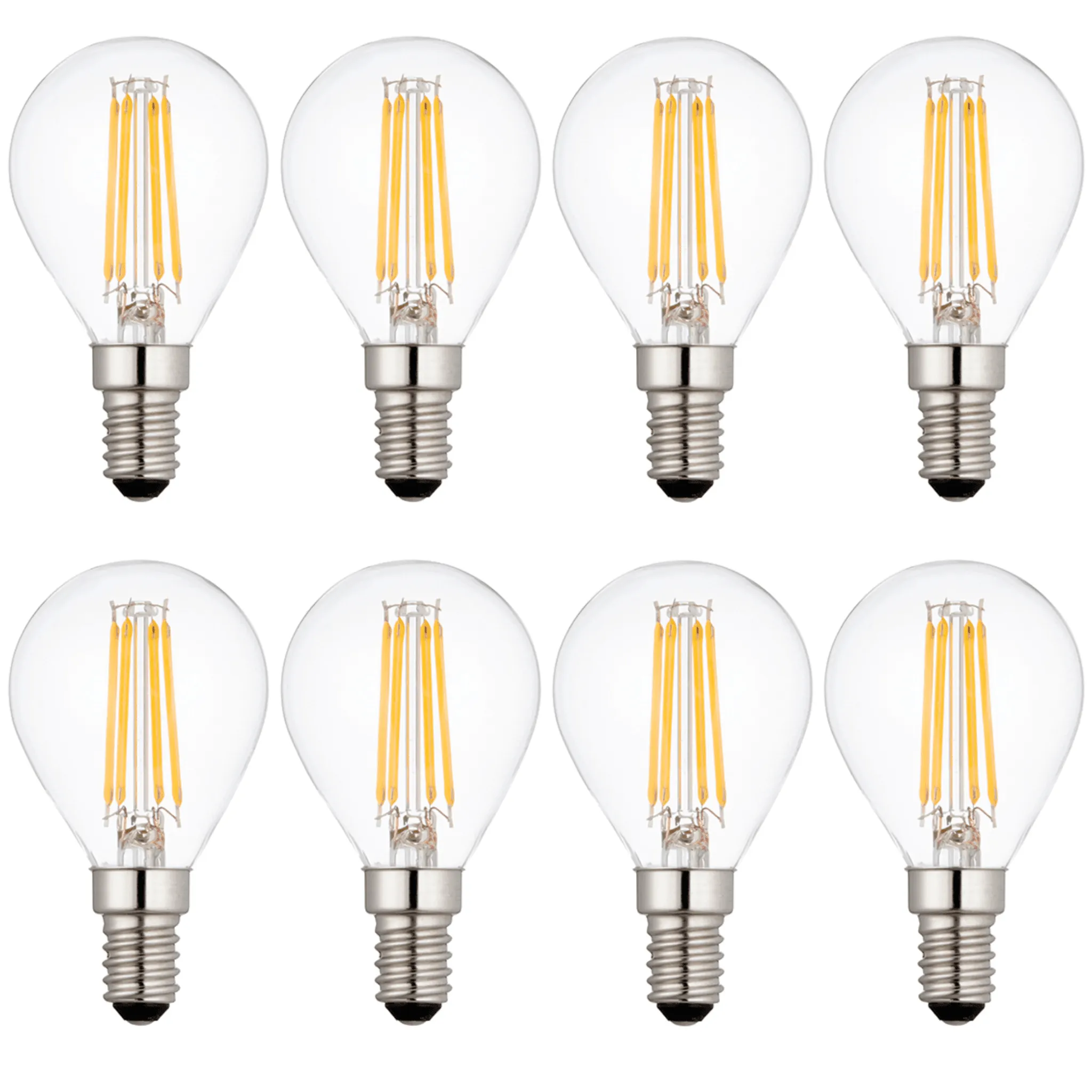 8 x E14 LED Filament Bulbs Dimmable 4W (40W Equivalent)