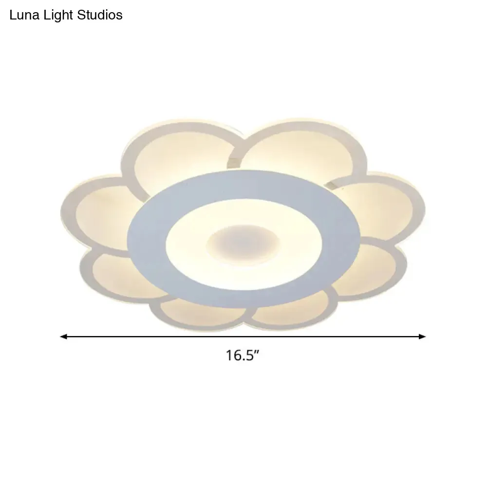 8"/16.5"/20.5" W White 8-Petal Flush Mount Ceiling Light - Nordic Frosted Acrylic LED Flush Lamp