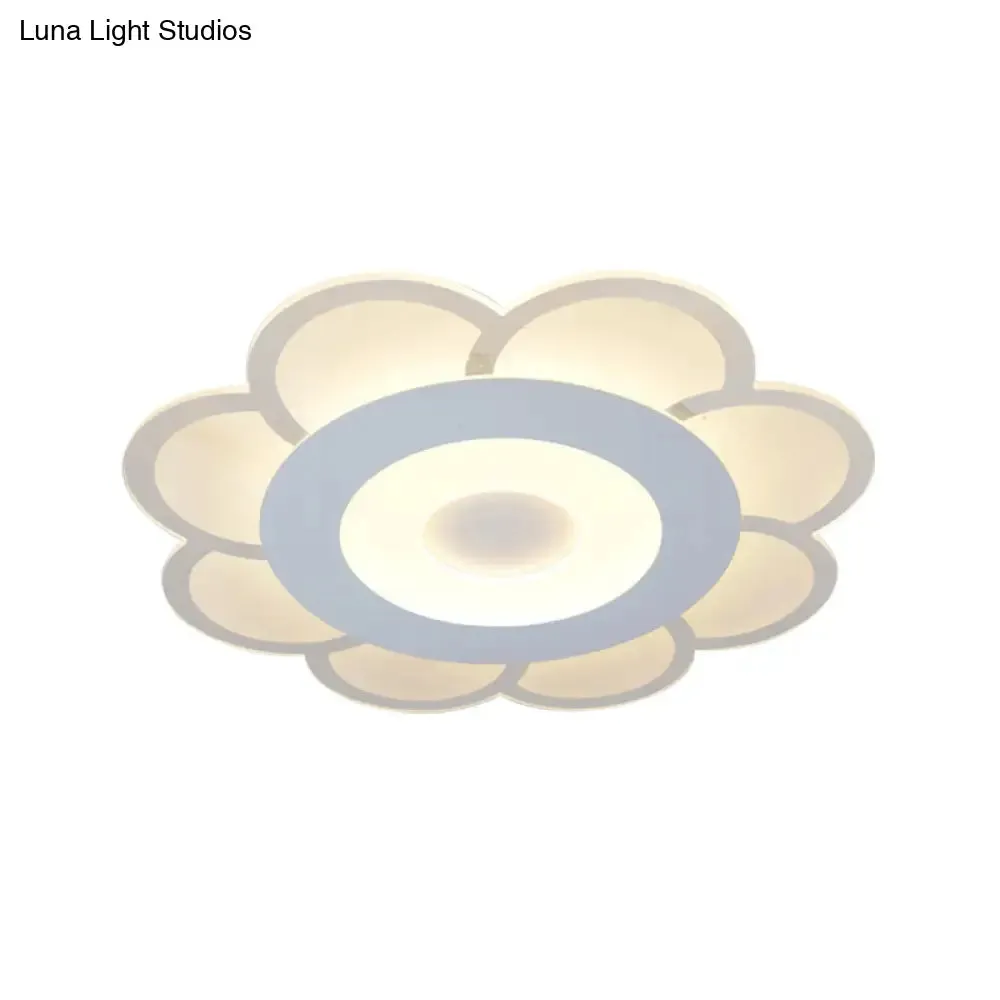 8"/16.5"/20.5" W White 8-Petal Flush Mount Ceiling Light - Nordic Frosted Acrylic LED Flush Lamp