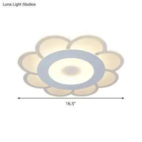 8"/16.5"/20.5" W White 8-Petal Flush Mount Ceiling Light - Nordic Frosted Acrylic LED Flush Lamp
