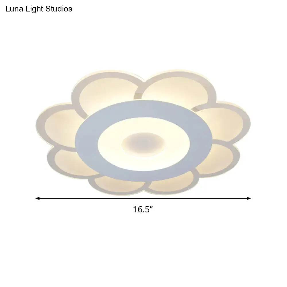 8"/16.5"/20.5" W White 8-Petal Flush Mount Ceiling Light - Nordic Frosted Acrylic LED Flush Lamp