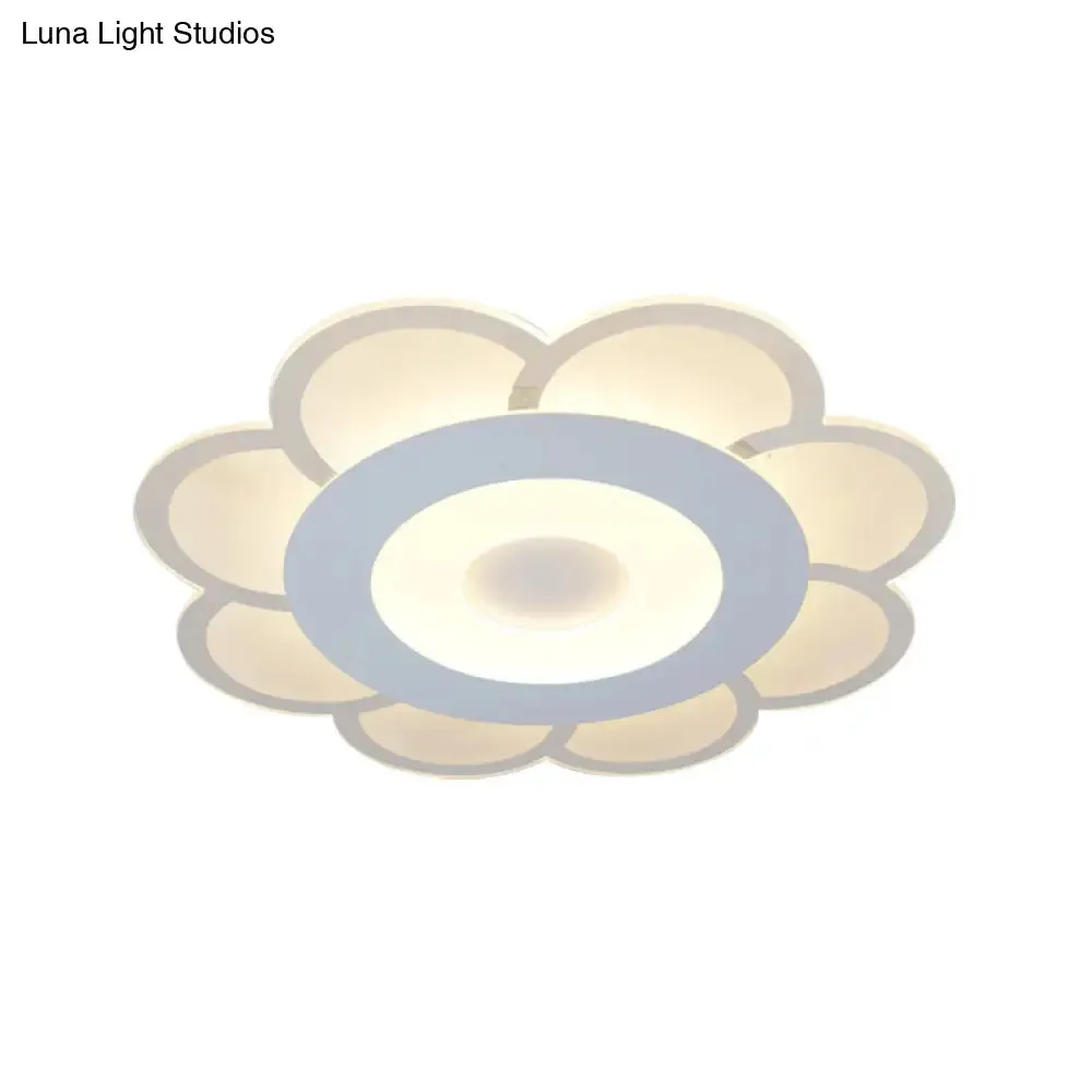 8"/16.5"/20.5" W White 8-Petal Flush Mount Ceiling Light - Nordic Frosted Acrylic LED Flush Lamp