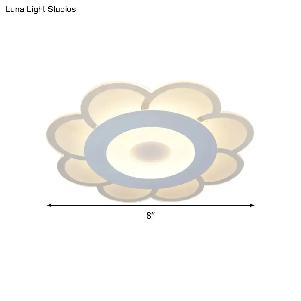 8"/16.5"/20.5" W White 8-Petal Flush Mount Ceiling Light - Nordic Frosted Acrylic LED Flush Lamp