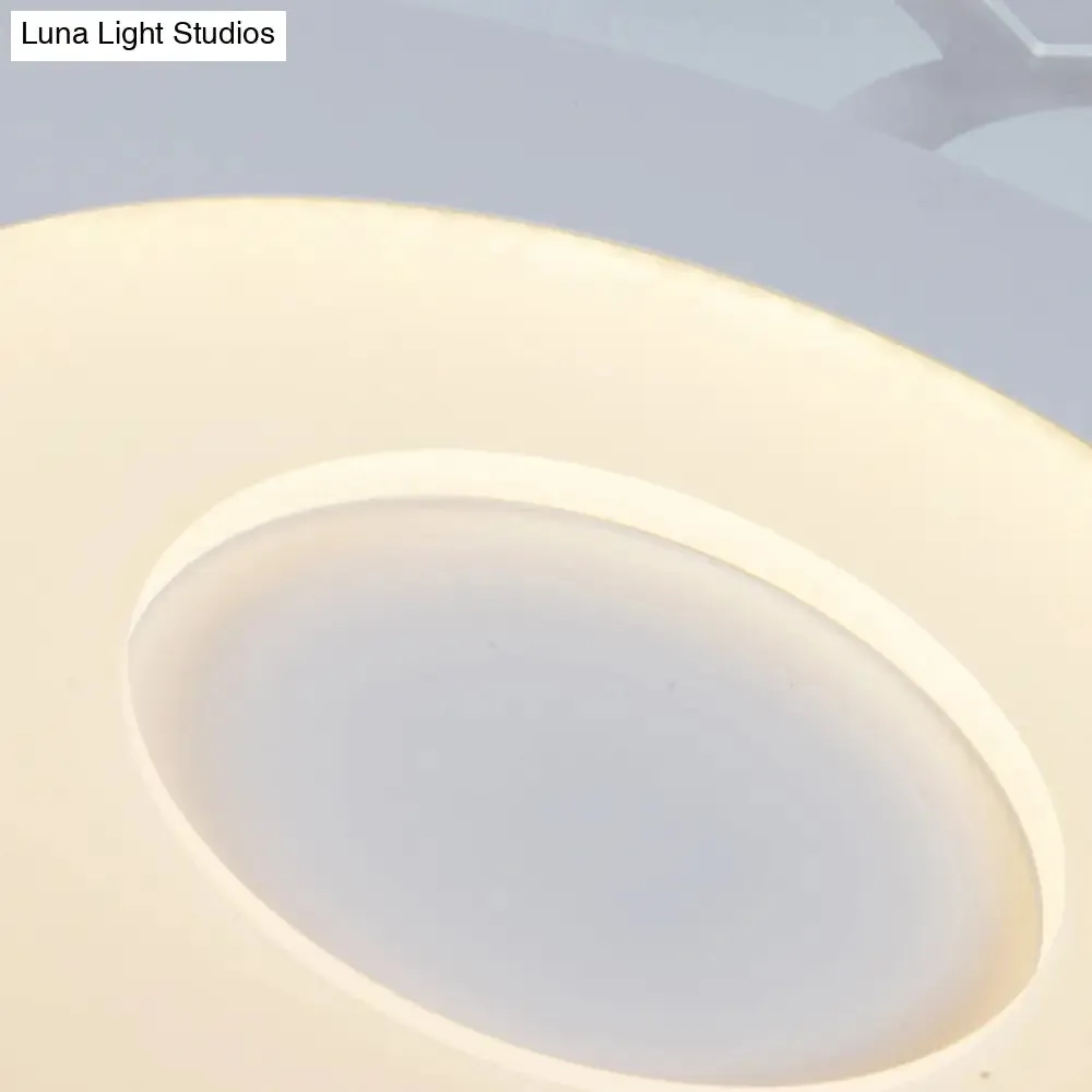 8"/16.5"/20.5" W White 8-Petal Flush Mount Ceiling Light - Nordic Frosted Acrylic LED Flush Lamp