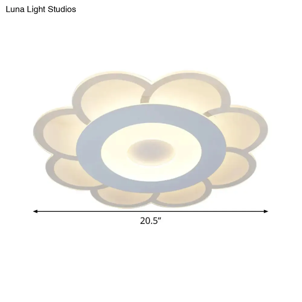 8"/16.5"/20.5" W White 8-Petal Flush Mount Ceiling Light - Nordic Frosted Acrylic LED Flush Lamp