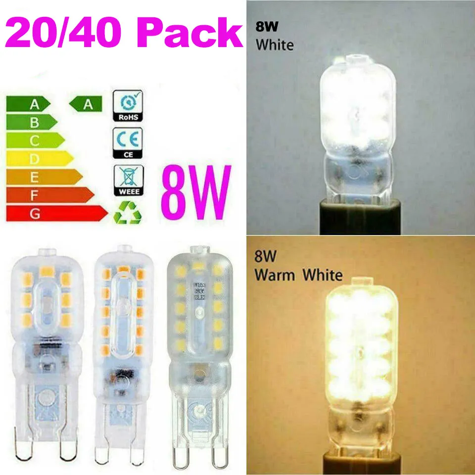 8W LED Halogen Bulbs - 20/40 Pack