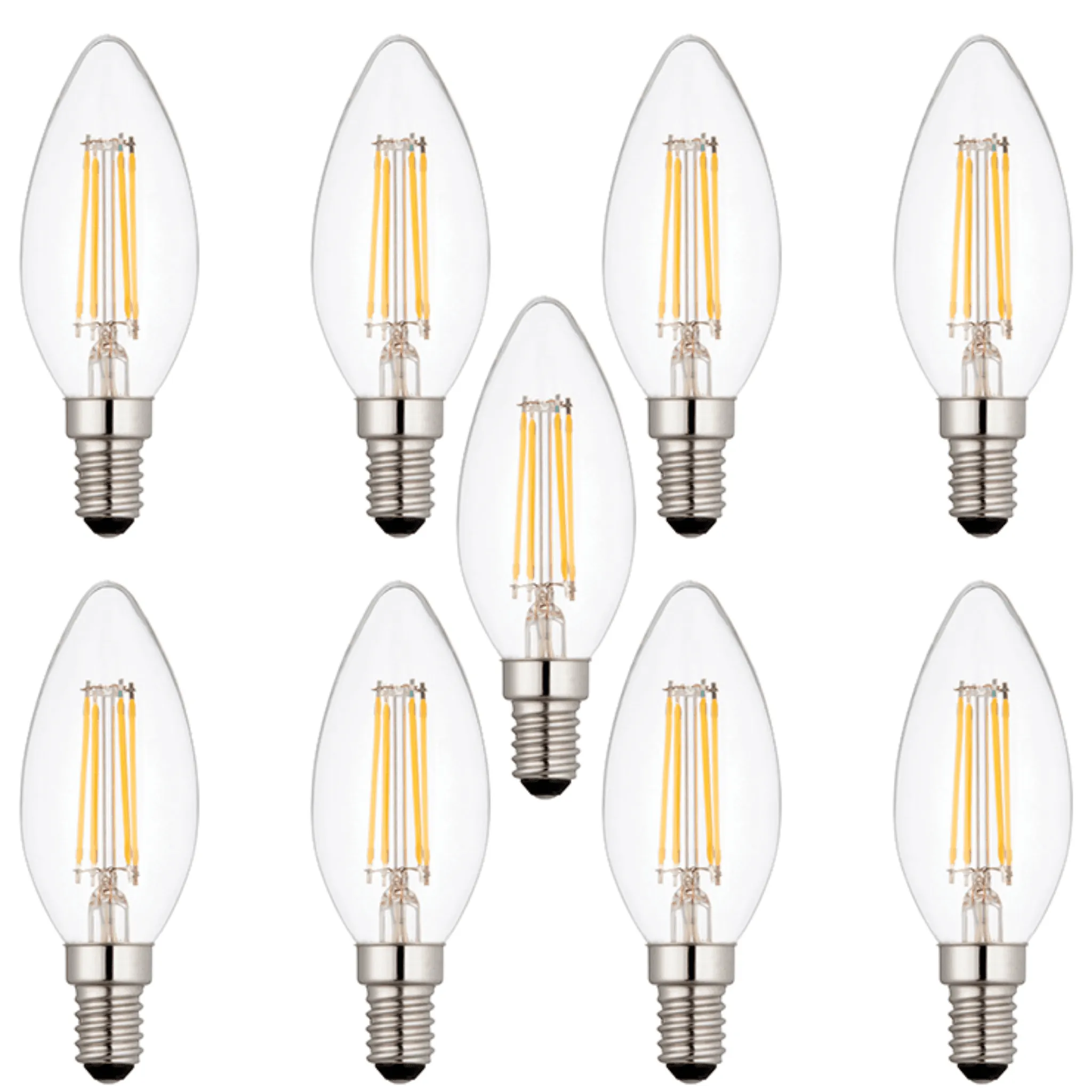 9 X E14 LED Dimmable Candle Filament Bulbs 4W (25W Equivalent)