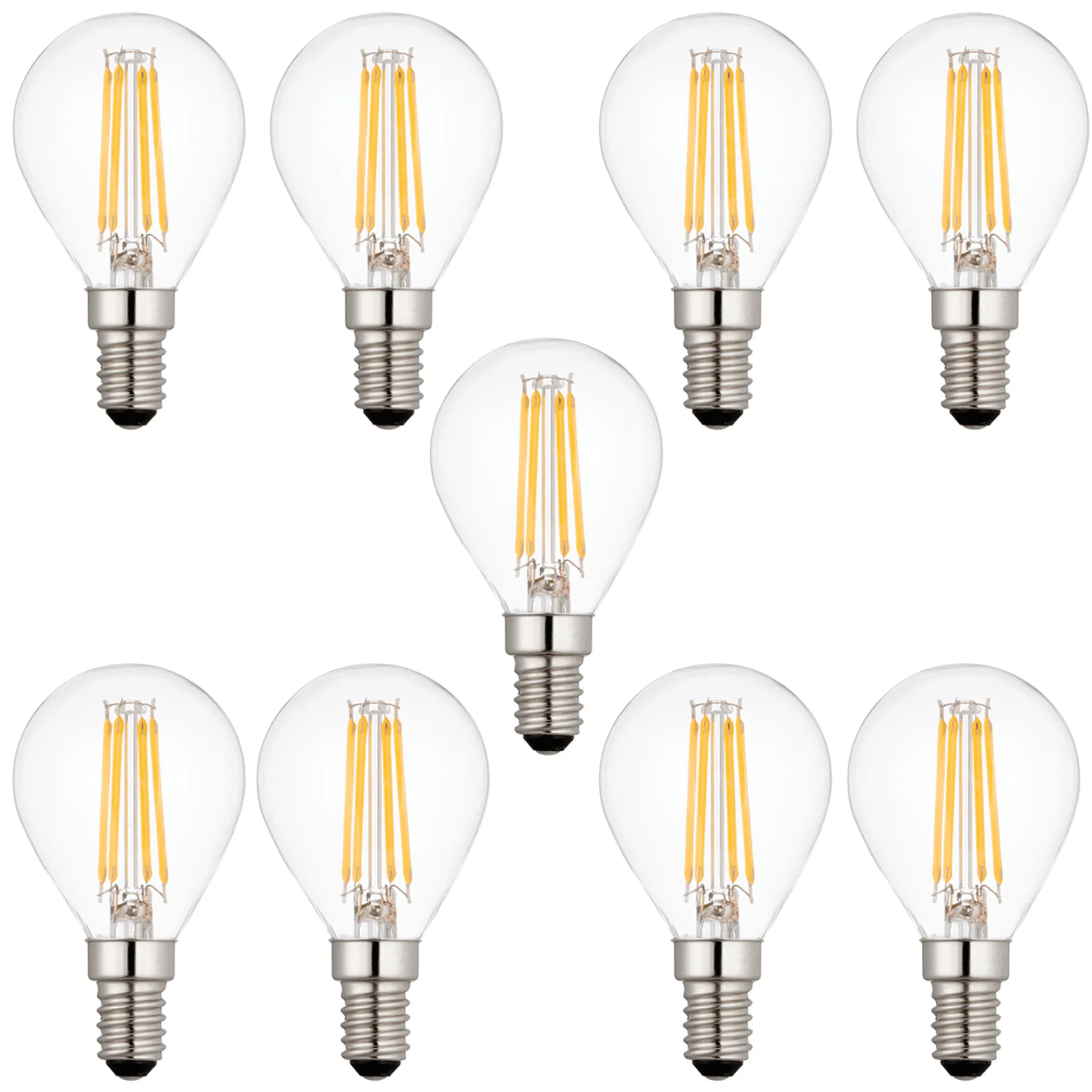 9 x E14 LED Filament Bulbs Dimmable 4W (40W Equivalent)