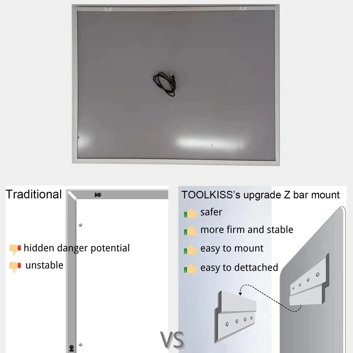 90 in. W x 48 in. H Customized LED Rectangular Frameless Anti-Fog Bathroom Mirror Front & Backlit Light(8-12 weeks)