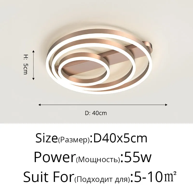 Acrylic Bedroom Ceiling Lamp Household Aluminum Living Room Lamp LED Golden Three Circles Round Warm Room Lamp