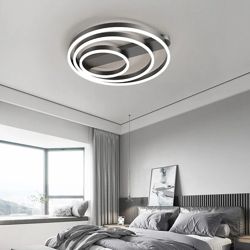 Acrylic Bedroom Ceiling Lamp Household Aluminum Living Room Lamp LED Golden Three Circles Round Warm Room Lamp