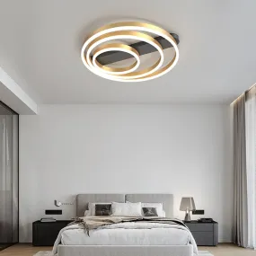 Acrylic Bedroom Ceiling Lamp Household Aluminum Living Room Lamp LED Golden Three Circles Round Warm Room Lamp