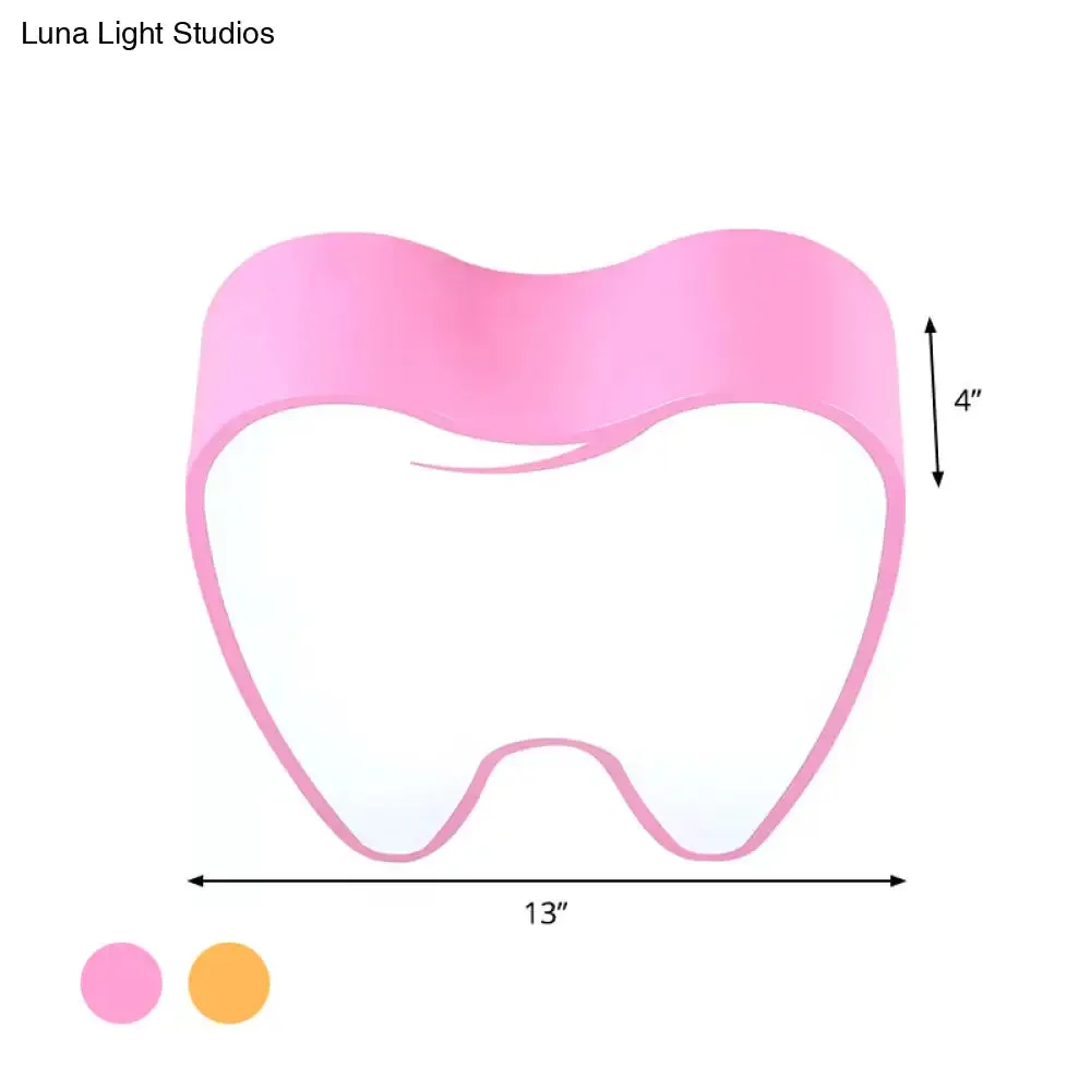 Acrylic LED Tooth Flushmount Ceiling Lamp in Child-Friendly Pink/Yellow
