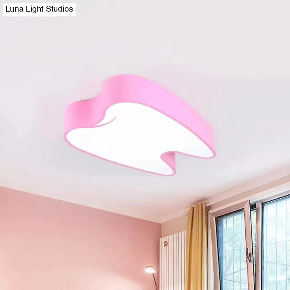Acrylic LED Tooth Flushmount Ceiling Lamp in Child-Friendly Pink/Yellow