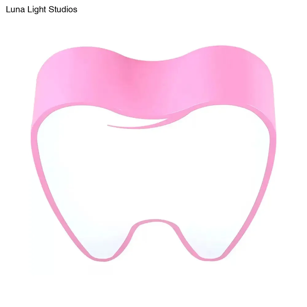 Acrylic LED Tooth Flushmount Ceiling Lamp in Child-Friendly Pink/Yellow