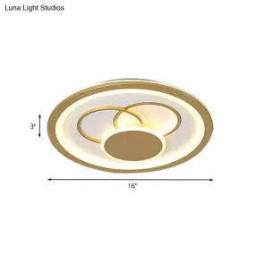 Acrylic Round Flush Mount Fixture - Modernist LED Light in Gold (16"/19.5" Dia) - Warm/White Glow