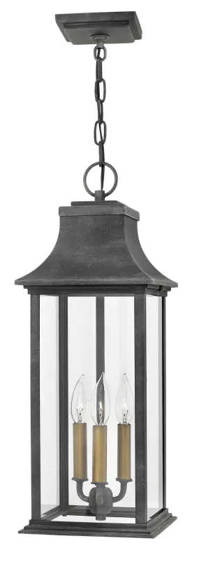 Adair LED Hanging Lantern in Aged Zinc