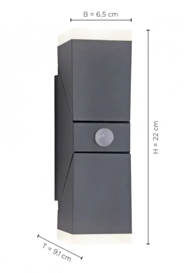 Adjustable Outdoor Wall Light In Anthracite with Twilight & Motion Sensor - ID 10779