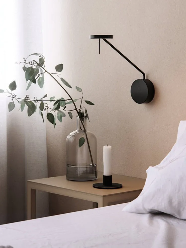 Adjustable Swing Arm Black Wall Lamp
