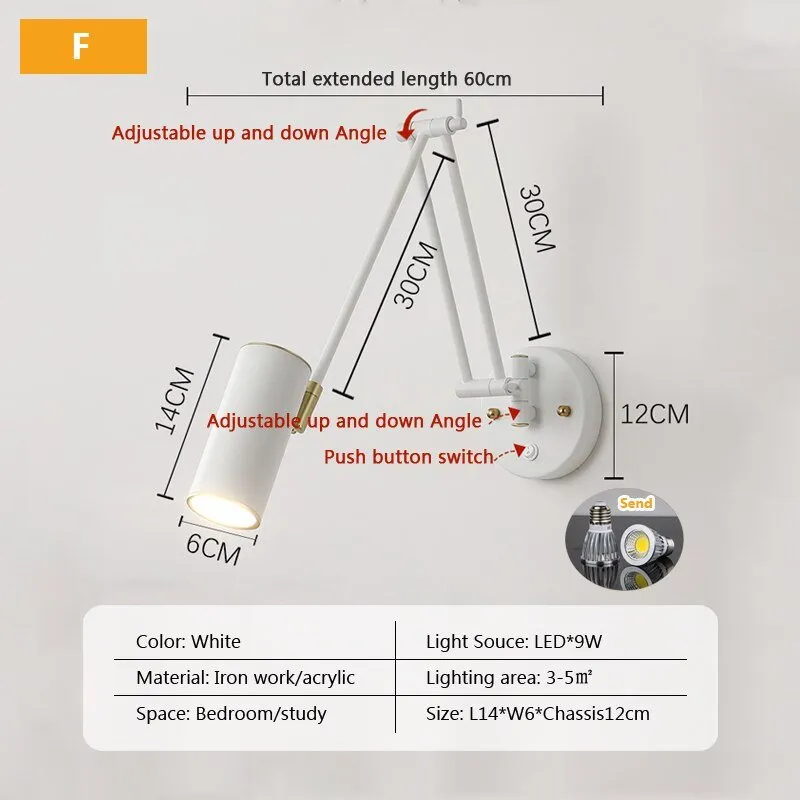 Adjustable Swing Wall Lamp for Home and Hotel Decor