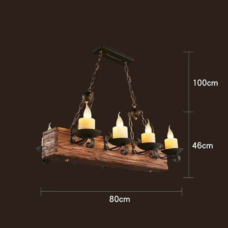 American Retro Industrial Style Chandelier Glass Solid Wood Iron Restaurant Bar Coffee Shop Boat Wood Decoration Pendent Lamp